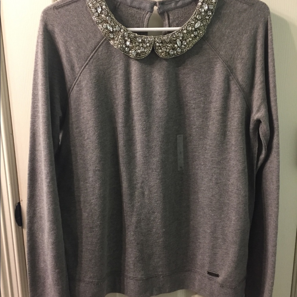 Gray A&F Peter Pan Collared Sweater